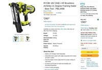 W5552  RYOBI 18V Framing Nailer - Bare Tool