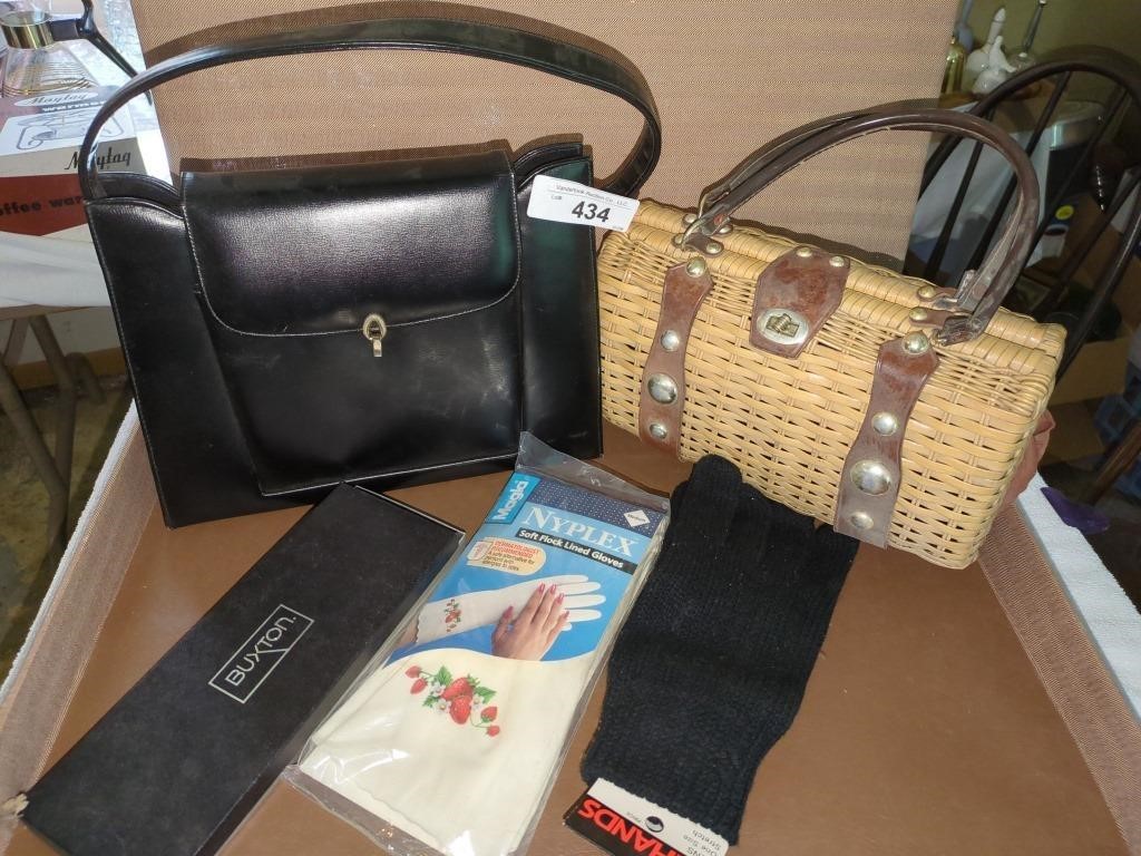 Vintage purses, Buxton wallet, and new gloves