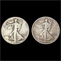 1917-1919 Pair of Walking Lib. Half Dollars [2