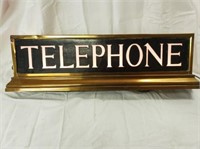 "TELEPHONE" LIGHTED SIGN, BRASS FRAME, WORKS