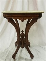 LAMP TABLE, EASTLAKE STYLE WITH MARBLE TOP, ON
