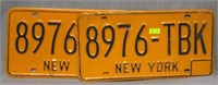 Pair of vintage NY license plates