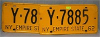 Pair of vintage NY license plates