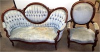 Victorian Setee / Sofa & Arm Chair