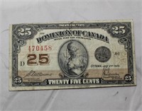 Dominion of Canada 25 Cents Note DC-24c McCavour S