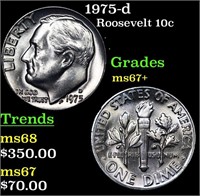 1975-d Roosevelt Dime 10c Grades Gem++ Unc