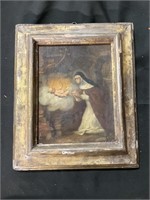Framed Saint Rose de Lima Oil on Camvas.