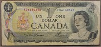 1973 Canada Queen Elizabeth II $1 Note
