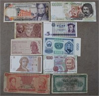 Lot of 10 Assorted Foreign Currency