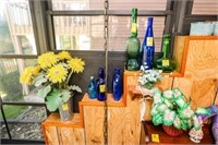 Decorative Bottles, Sunflowers in Vase, Candle