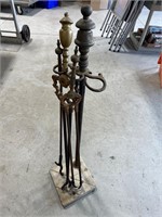 Quality Antique Brass Fireplace Tools