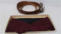 2 Leather Belts (30" and 36") and Bowtie