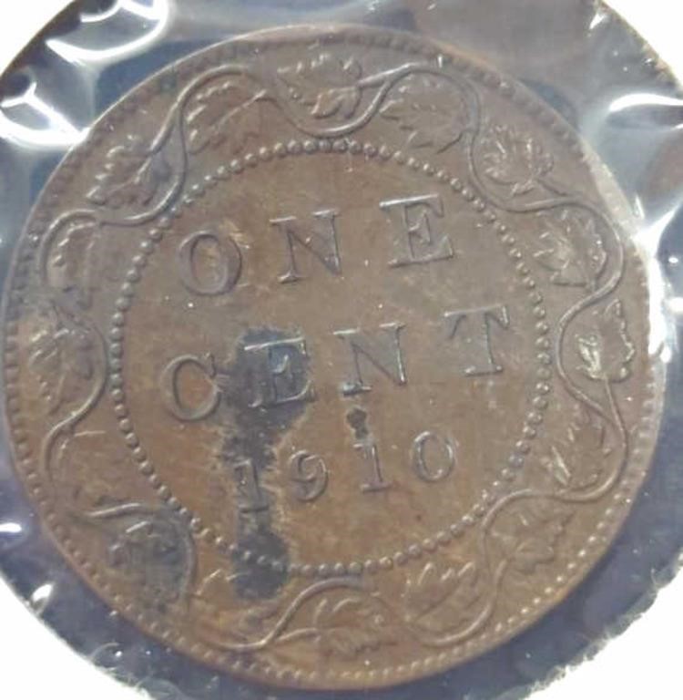 1910 Canadian large cent