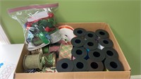 Box lot of Gift Ribbons and Fabric Ribbons