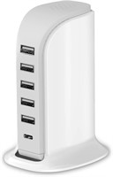 40W Upoy Charging Station  5 USB Ports  Type-C 3A