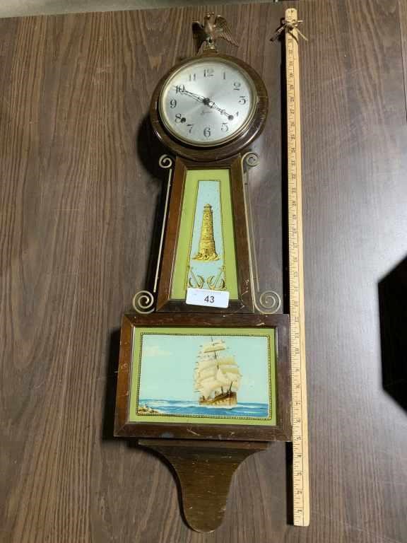Vintage banjo clock w/lighthouse picture,