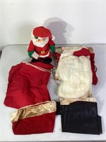 Vintage Santa Suit with Beard & Figurine