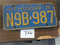 1976 Missouri License Plate