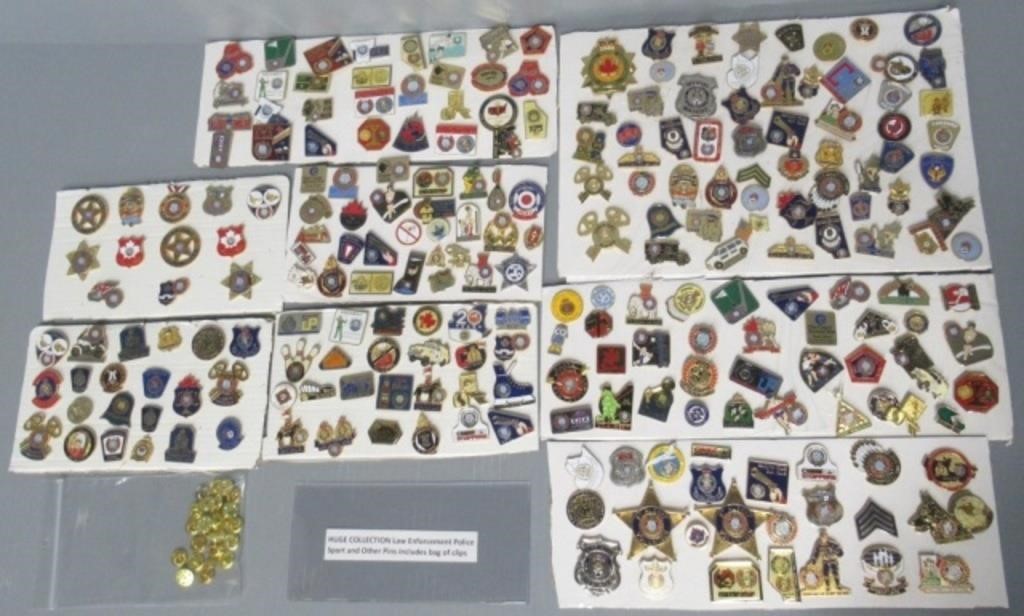 Huge collection of police force, military pins,