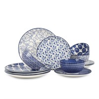 Selamica Ceramic 12-Pieces Dinnerware Sets, Dish P