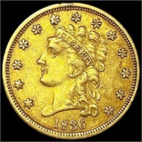 1836 $2.50 Gold Quarter Eagle NEARLY UNCIRCULATED