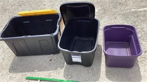 1- tote 27 gallons with lid, 1- tote 18 gallons