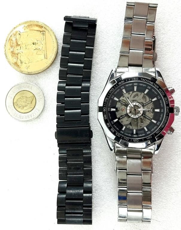 Montre automatique, bracelet + pièce commémorative