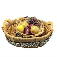 2 Baskets w/ Faux Fruit