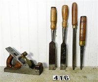 Tray lot 5 – assorted edge tools: Norris-type,