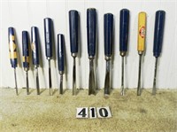 11pc. Assembled set of graduated carving chisels