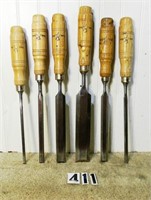 6pc. “Buck Bros.” tang handled firmer chisel set