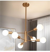 Modern Sputnik Chandelier, 6-Light Gold Ceiling