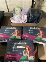 1 LOT 3 PACKAGES AND 1 BOX OF GOODNITES UNDERWEAR