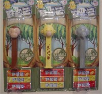 Set of 3 PEZ PEZimals: Monkey - Giraffe - Elephant