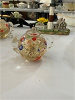 Art glass teapot paperweight