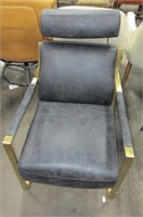 Gold Frame & Leather Mid Century Lounge Chair