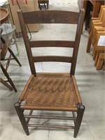 Old Wood Chair with Woven Seat
