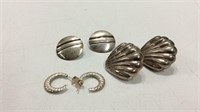 Three Pair Sterling Silver Earrings KJC