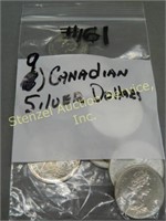 (9) Canadian Silver Dollars