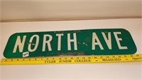 Retired "North Ave" 24" X 6" double sided sign