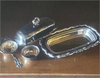 Oneida Covered Butter Dish + Silver Tone...