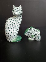 Andrea Sadek Cat and Fish Porcelain Figurines
