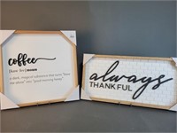 'Always Thankful' & 'Coffee' Signs