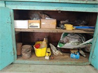 Small Wood Storage Shelf and Contents