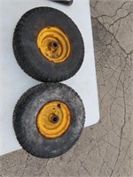 (2)15x6.00-6 garden tractor tires on rims.