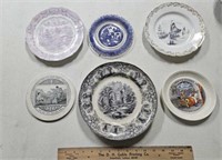 6 assorted plates: Willow, Wedgwood, etc