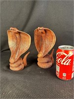 Pair of Wood Hooded Cobras