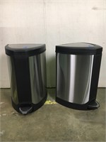 Pair of really nice stainless and black trash