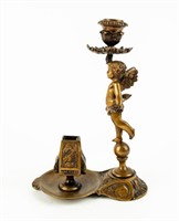 Brass Cherub Matchstick & Candle Holder