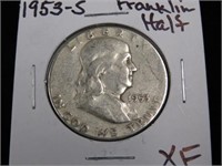 1953 S FRANKLIN HALF DOLLAR 90% XF